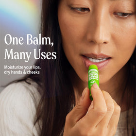 Winter lip protection scene with Dr. Bronner's Lemon Lime balm.