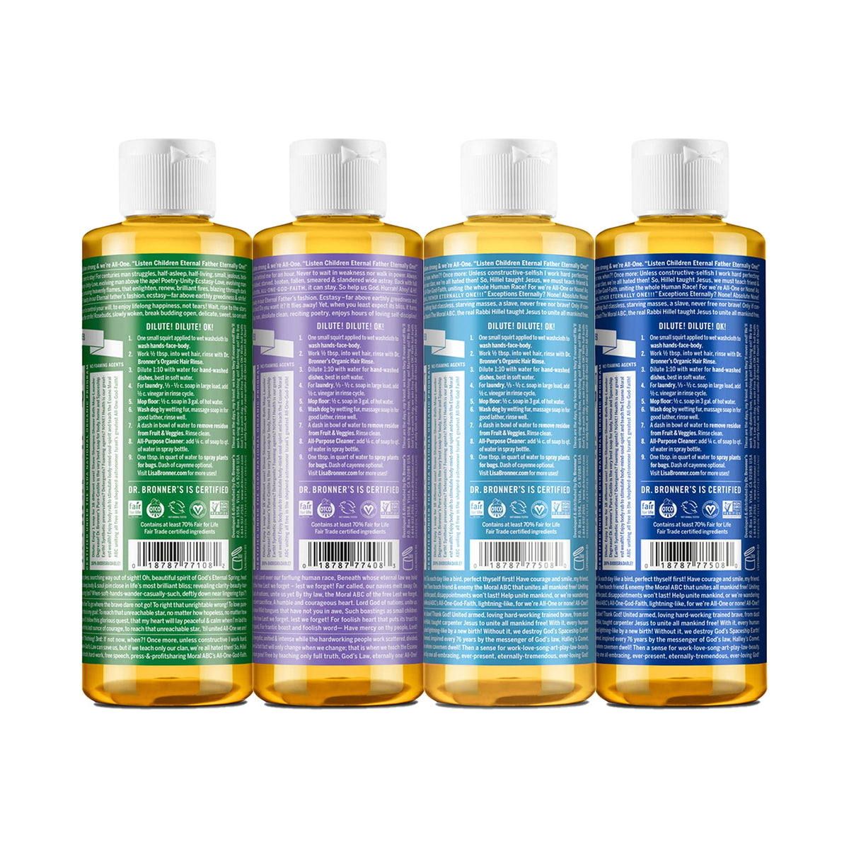 Dr. Bronner's Lavender Pure-Castile bottle with calming aroma for bath or hand wash.