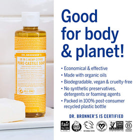 Dr. Bronner's Pure-Castile Tea Tree bottle delivers natural cleaning power