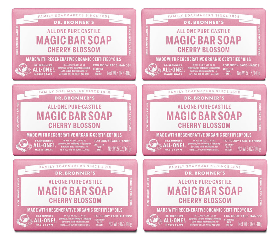 Dr. Bronner's Cherry Blossom Magic Bar front view for gentle cleansing