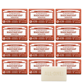 Dr. Bronner's Pure-Castile Magic Bar Eucalyptus, versatile cleansing for face, body, and hair.
