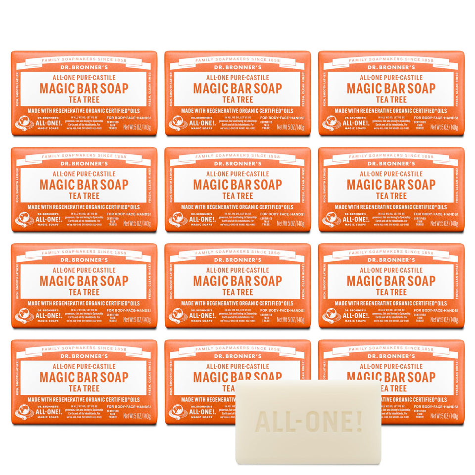 Dr. Bronner's Tea Tree Bar creates a rich lather for face and body.