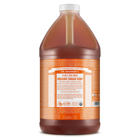 Dr. Bronner's Tea Tree Sugar Soap bottle ready for daily cleansing.