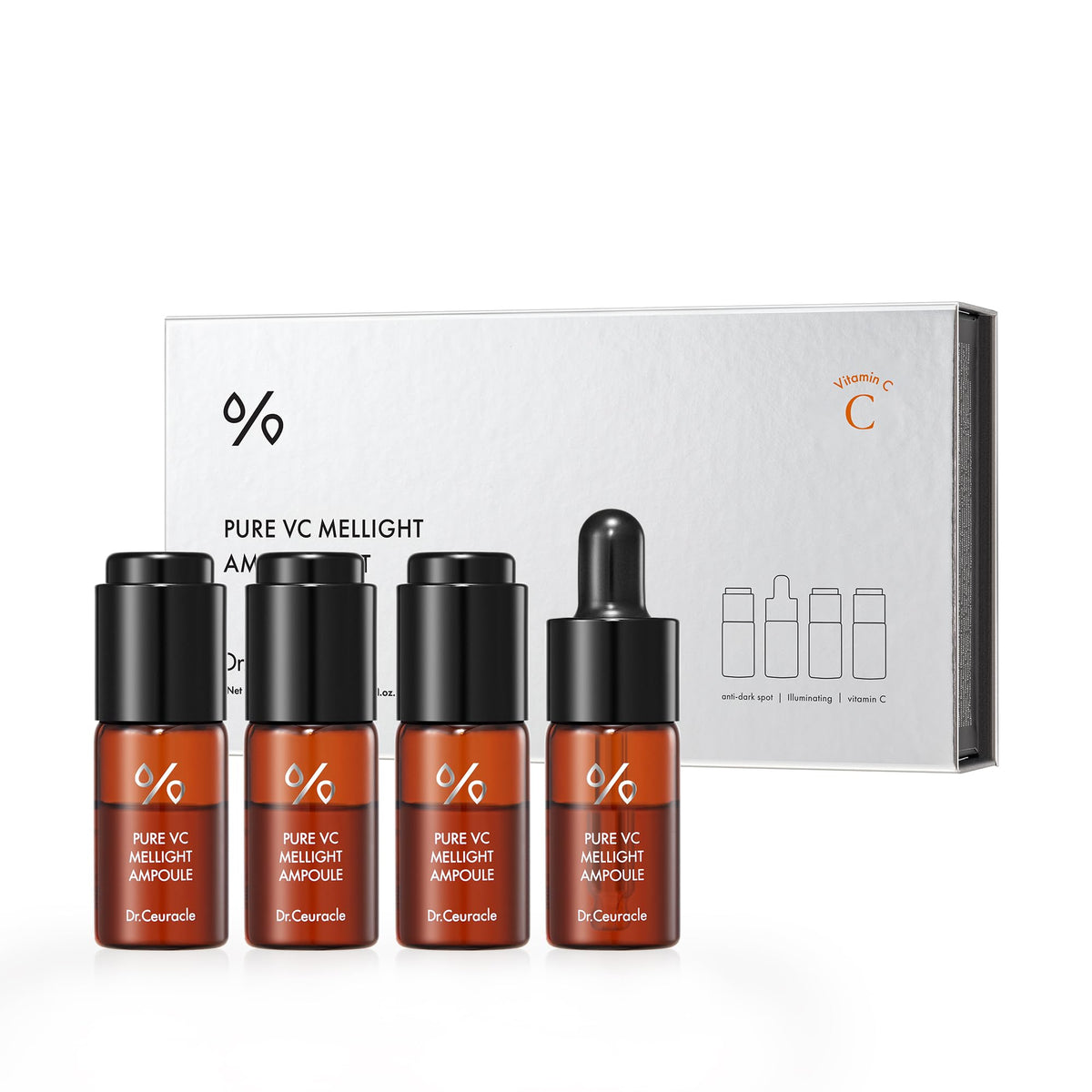 Dr.Ceuracle Pure Vitamin C Mellight Activation demonstrates powder-to-ampoule freshness for potent application.