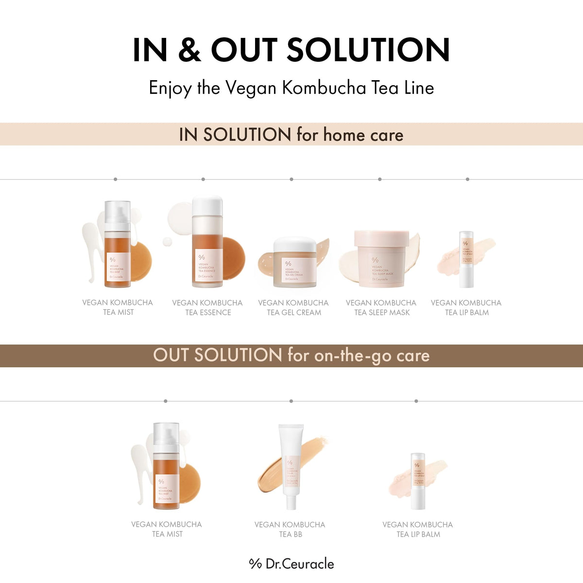 Dr.Ceuracle Vegan Kombucha Tea Lip Balm providing soft hydration and subtle shine.