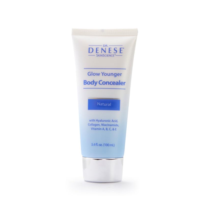 Dr. Denese Glow Younger Body Concealer on legs for a natural, even skin tone