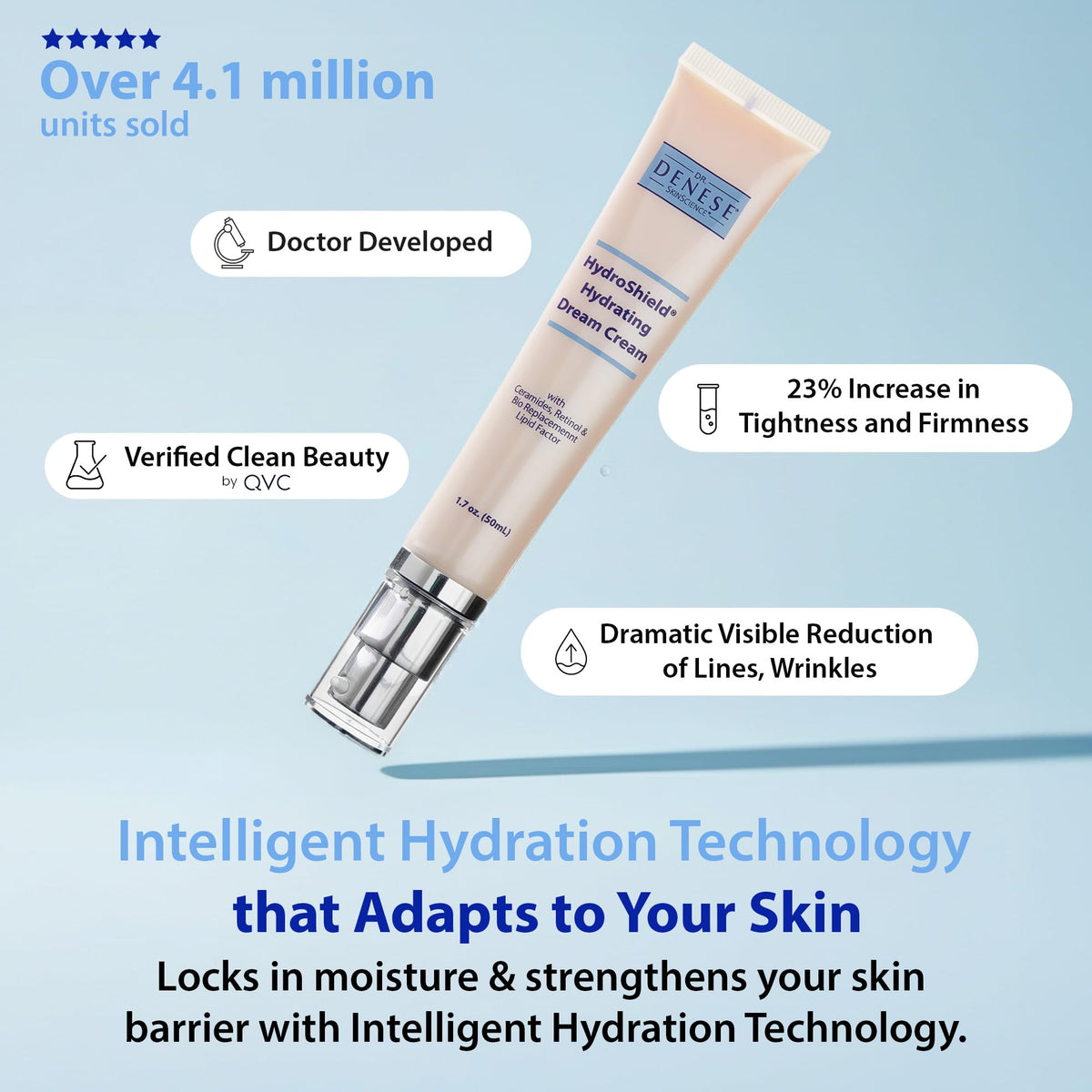Applied HydroShield Dream Cream on skin for balance.