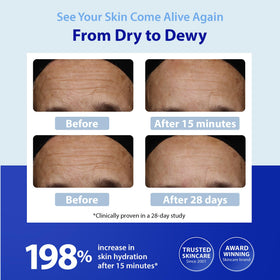 Close-up of HydroShield serum texture showing silky absorption
