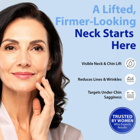 Dr. Denese Neck Serum Roll-On application-neck-chin demonstrates precise glide on the jawline