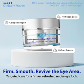 Application dot demonstrating gentle under-eye use of Dr. Denese Firming Eye Cream.