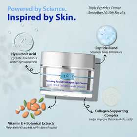 Packaging close-up of Dr. Denese SkinScience Firming Eye Cream for daily routine.