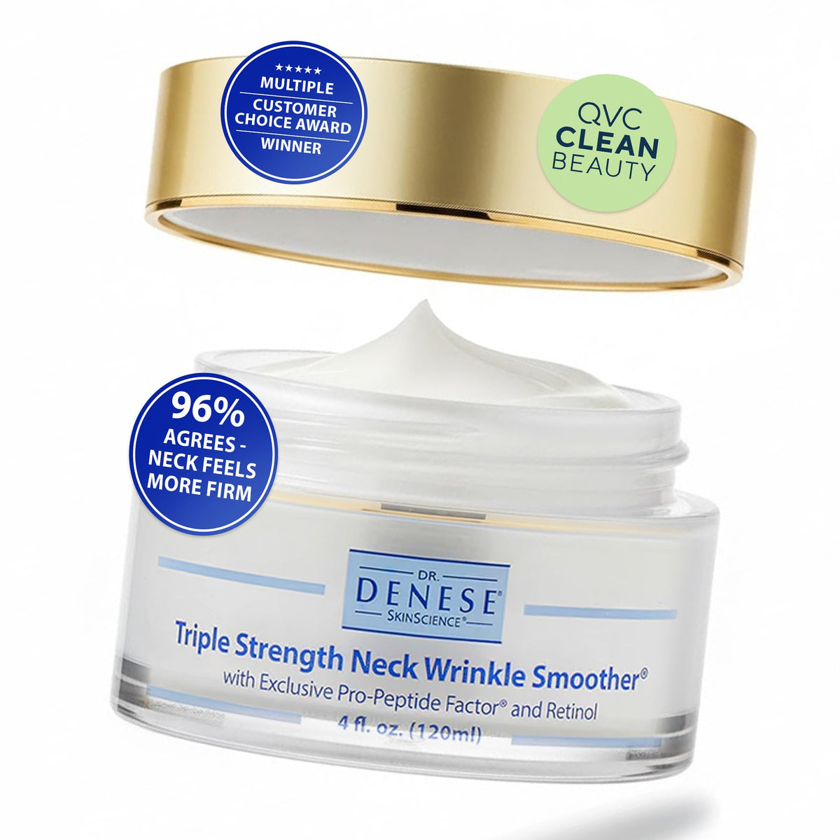 Dr. Denese triple-strength neck smoother bottle-pump for targeted lifting and firming.