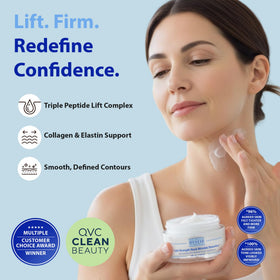 Dr. Denese neck smoother cream swirl showing luxurious texture for neck care.