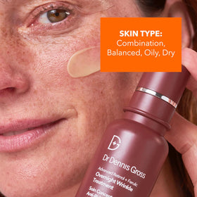 Dr Dennis Gross Advanced Retinol Ferulic Overnight applied to the face for gentle massage
