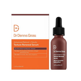 Dr Dennis Gross Advanced Retinol + Ferulic Serum ingredient panel shows bakuchiol and rambutan.