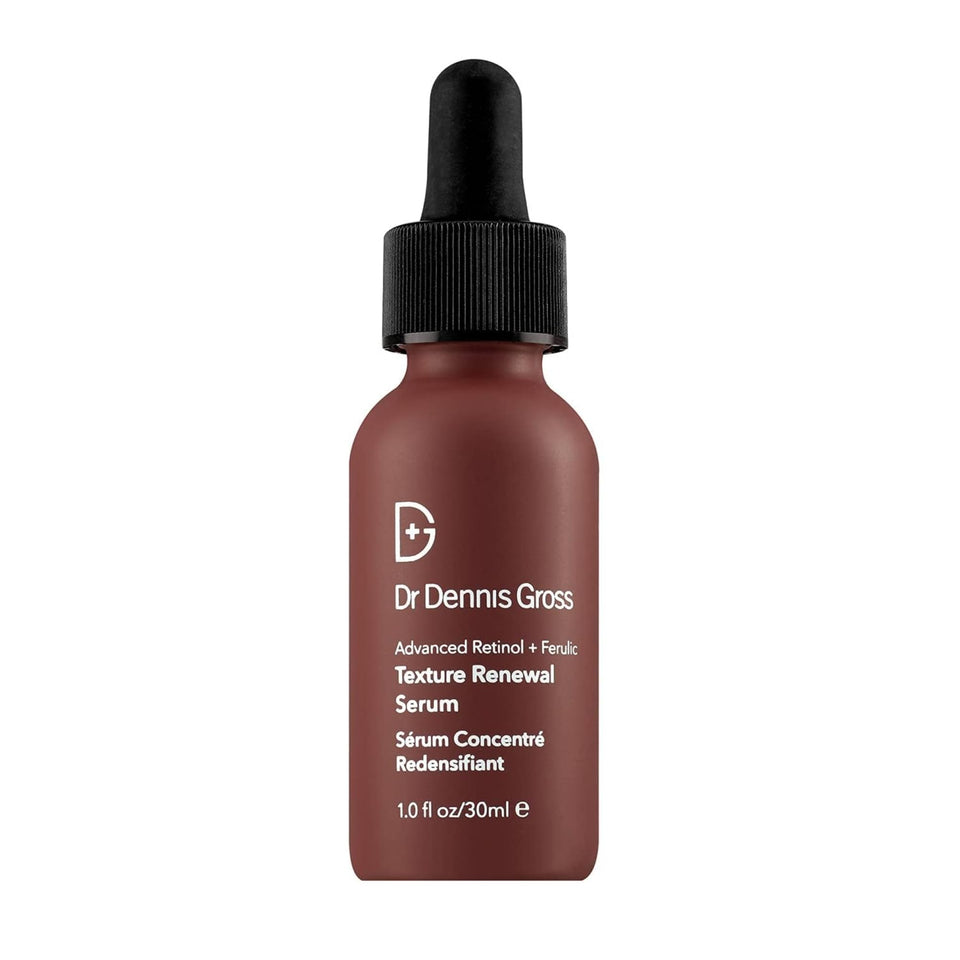 Dr Dennis Gross Advanced Retinol + Ferulic Serum bottle with pump for daily renewal and smoother skin.