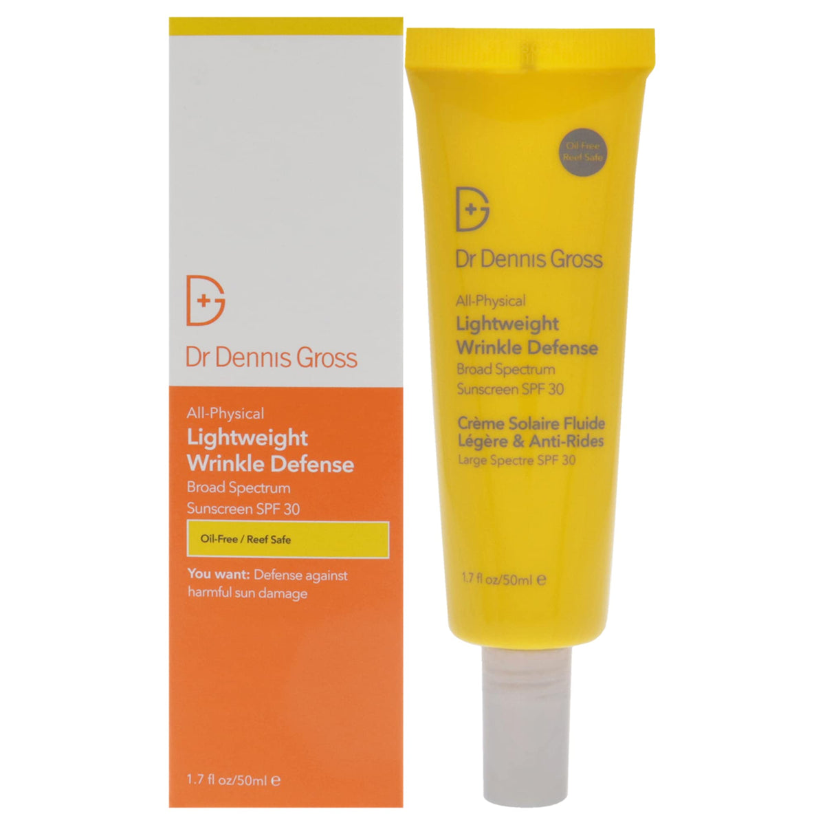 Dr Dennis Gross All Physical SPF 30 bottle front showing lightweight protection.