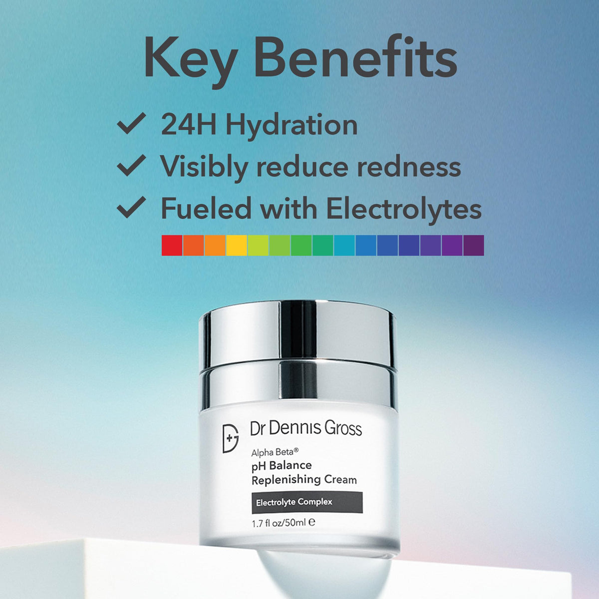 Dr Dennis Gross Alpha Beta replenishing cream jar close-up—soothing texture on skin
