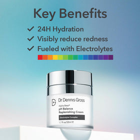 Dr Dennis Gross Alpha Beta replenishing cream jar close-up—soothing texture on skin