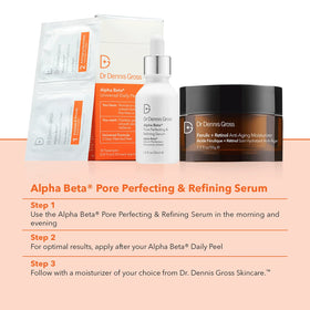 Daily routine shot with Dr Dennis Gross Alpha Beta Pore integrated into skincare.