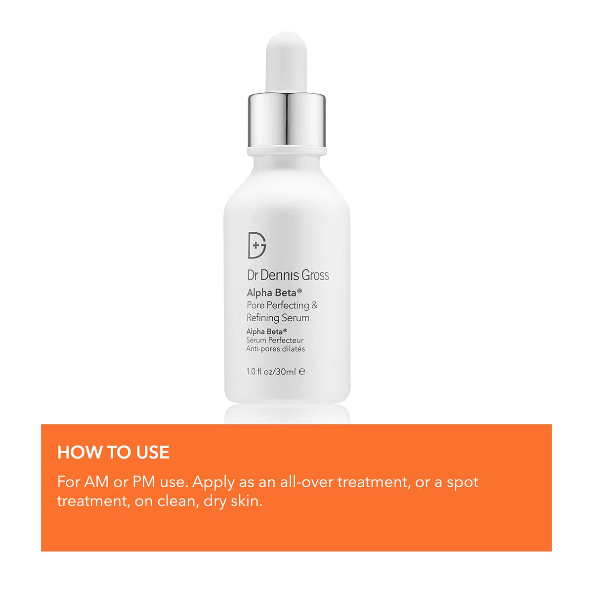 Packaging label of Dr Dennis Gross Alpha Beta Pore emphasizes pore care benefits.
