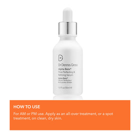 Packaging label of Dr Dennis Gross Alpha Beta Pore emphasizes pore care benefits.