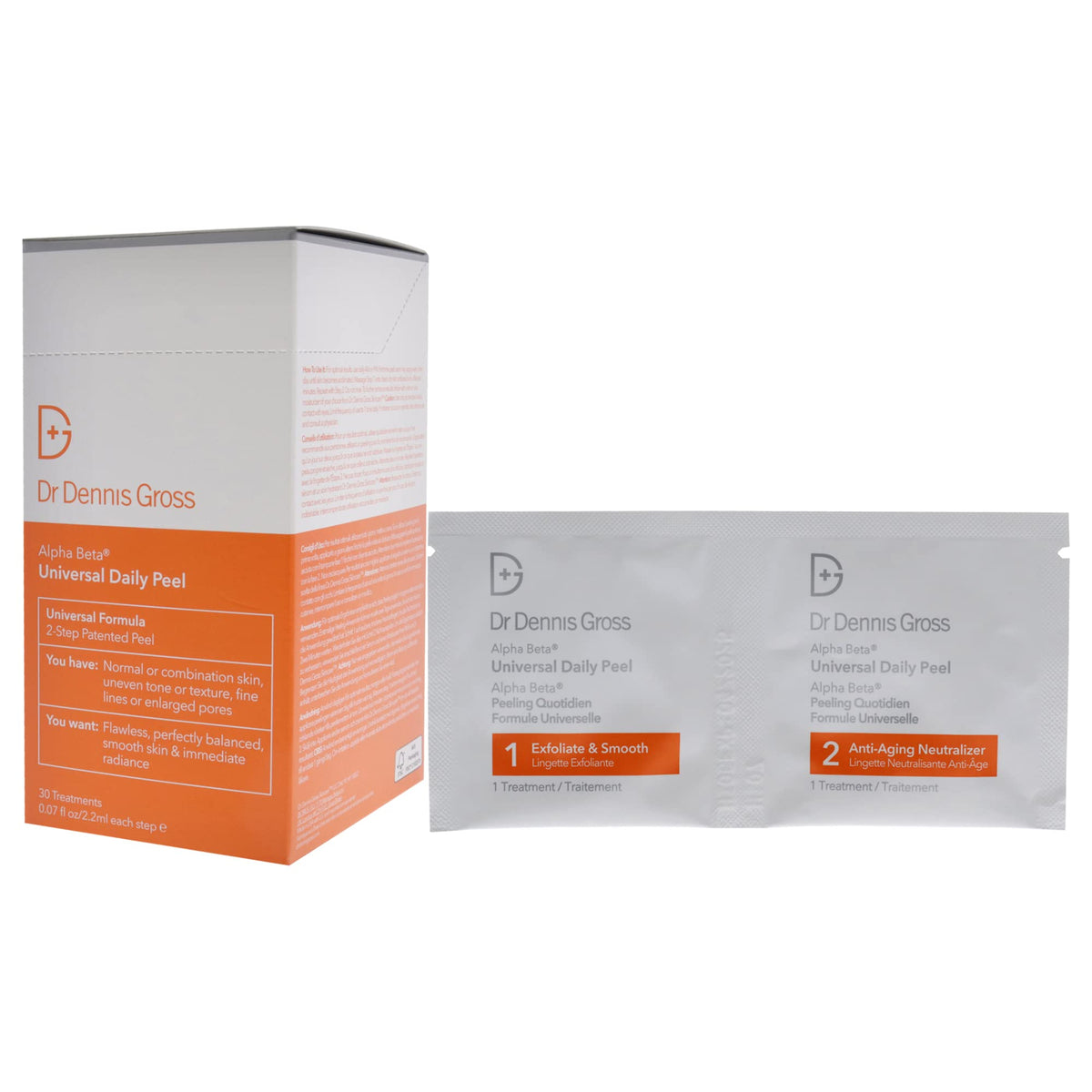 Dr Dennis Gross Alpha Beta Universal Daily Peel after-use glow signaling refreshed skin.