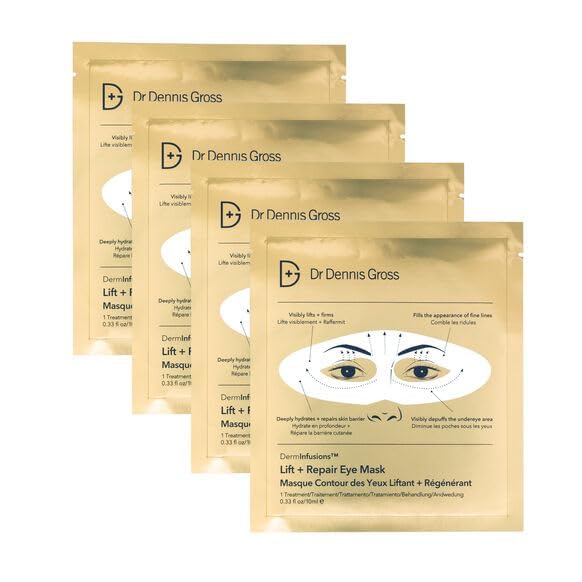 DermInfusions Lift + Repair eye mask fiber detail shows biodegradable fibers for sensitive skin