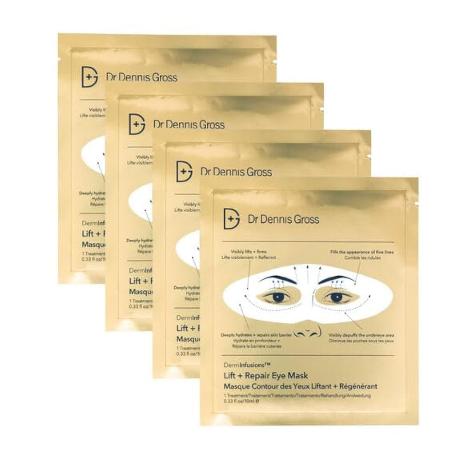 Dr Dennis Gross DermInfusions Lift + Repair Eye Mask packaging for clean, eco-friendly application