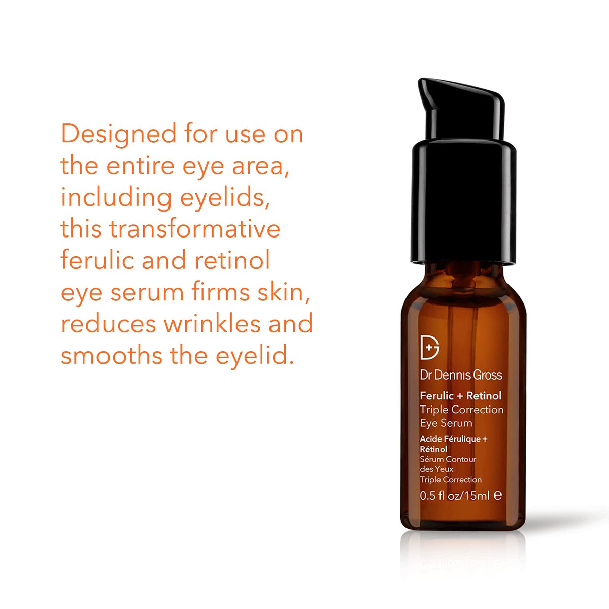 Dr Dennis Gross Ferulic + Retinol Eye Serum application close-up showing even texture