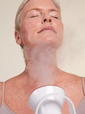 Dr Dennis Gross Pro Facial Steamer delivering micro-steam to clarify pores and hydrate.