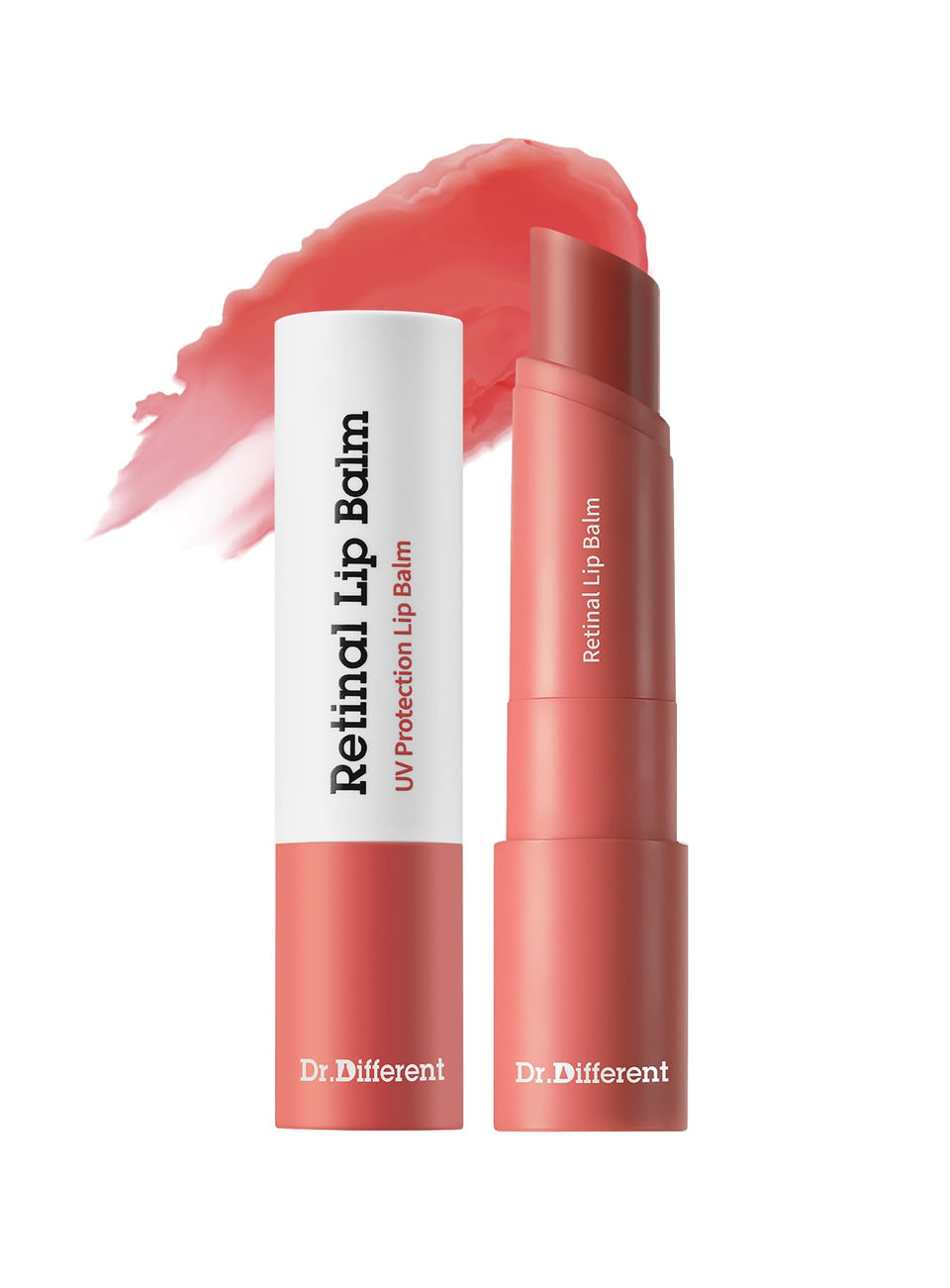Dr.Different retinal lip balm tinted packaging showcases premium hydration.