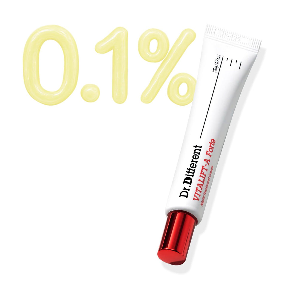 Dr.Different Vitalift-A Forte retinal bottle for daily wrinkle care and skin vitality.