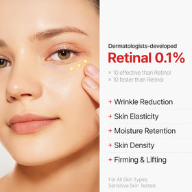 Dr.Different Vitalift-A Forte retinal cream on skin demonstrates even tone and gentle lifting.