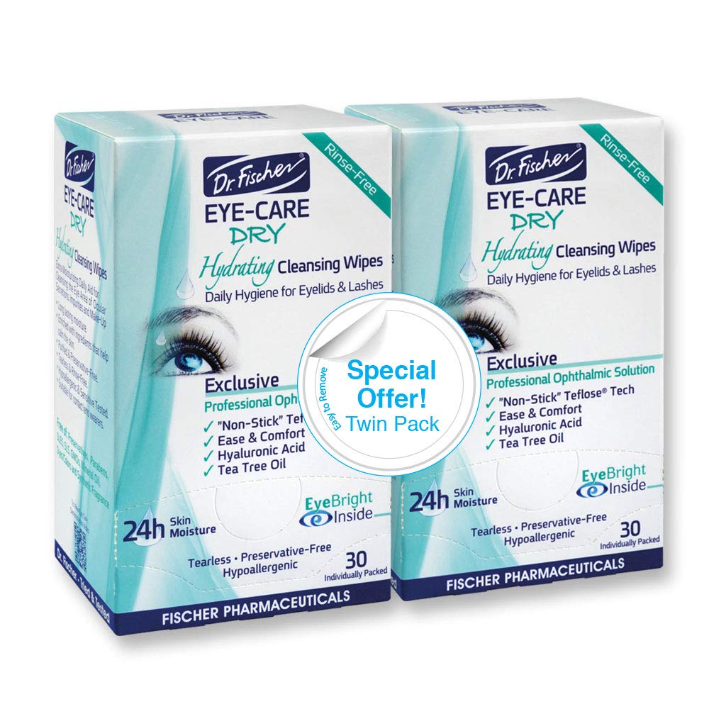 Dr. Fischer Tea Tree Eyelid Wipes pack front for dry-eye care