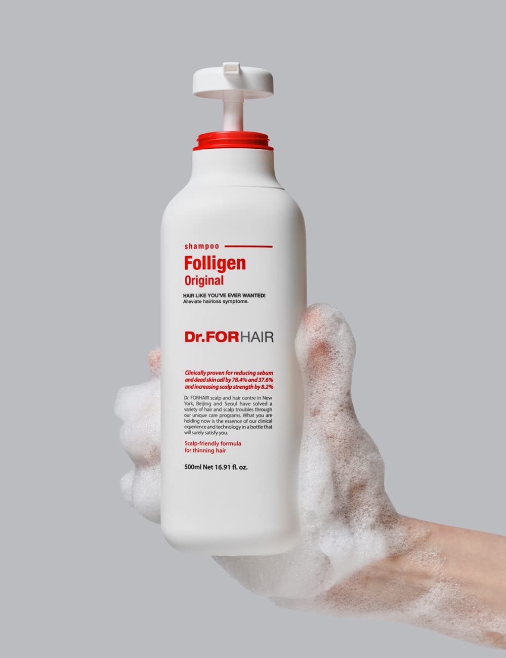 DR.FORHAIR Folligen Original Shampoo pack shot displays two bottles and value