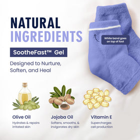 Infusion detail showing olive oil, jojoba, and vitamin E in Dr. Frederick's socks.