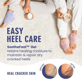 Overnight wear on bed shows softening effects on dry heels.