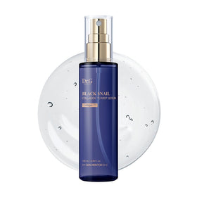 Dr.G Black Snail Serum to Mist bottle closeup for hydrating results.