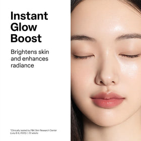 Dr. G Brightening Vita Peeling Pad applied on the cheek for gentle exfoliation.