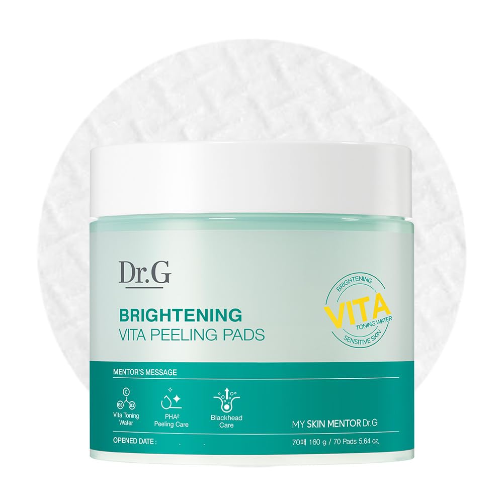 Dr. G Brightening Vita Peeling Pad jar close-up for daily exfoliation and hydration.