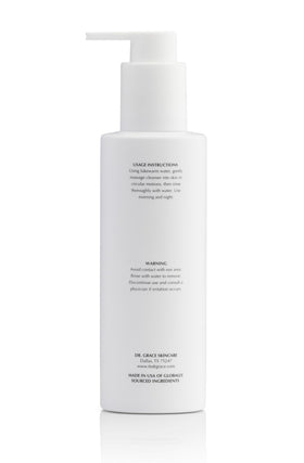 Close-up of the creamy texture of Dr. Grace cleanser, designed to hydrate during cleansing.