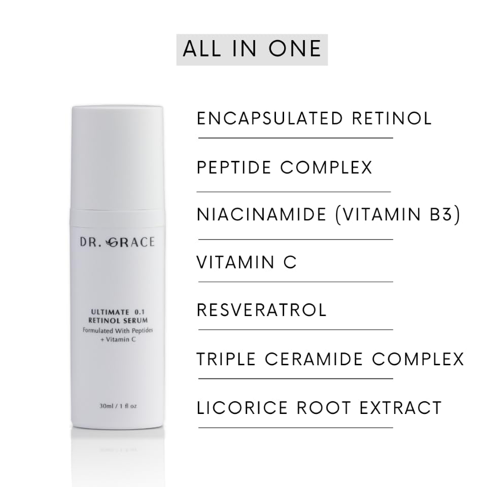 Night routine context shows steps for using Dr. Grace serum.