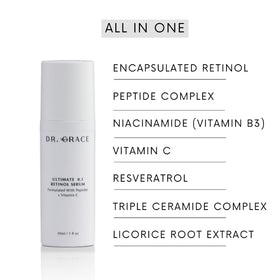 Night routine context shows steps for using Dr. Grace serum.