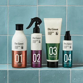Dr. Groot Bond Fortifying Serum targets dry, damaged hair for smoother, healthier look.