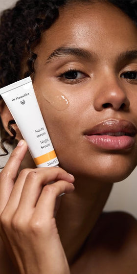 Dr. Hauschka Night Serum with apple blossom extract supports natural rhythms.