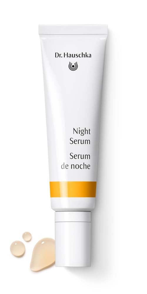 Dr. Hauschka Night Serum applied on the face for nightly use.