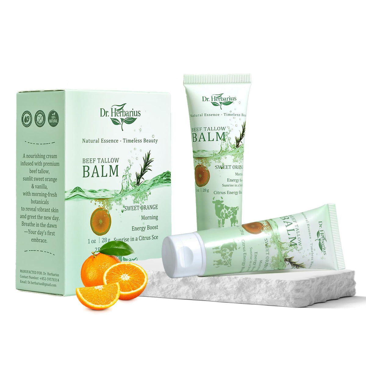 Dr.Herbarius beef tallow face moisturizer bottle delivers daily hydration