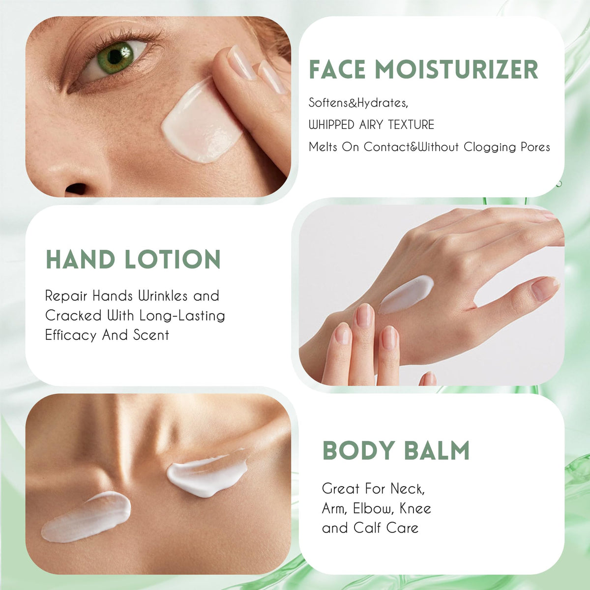 Creamy texture close-up highlights non-greasy absorption
