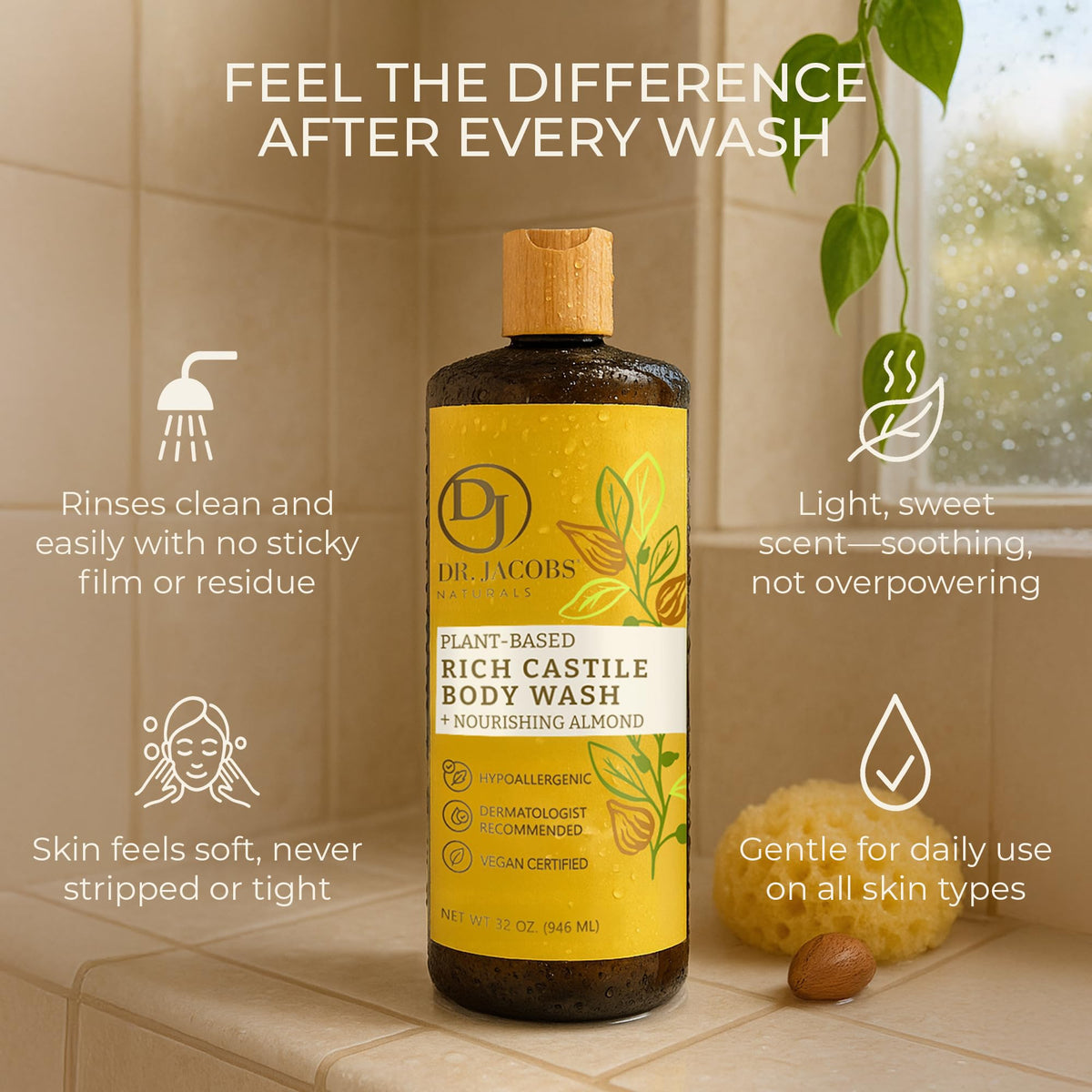 32 oz bottle highlighting value and long-lasting daily use.